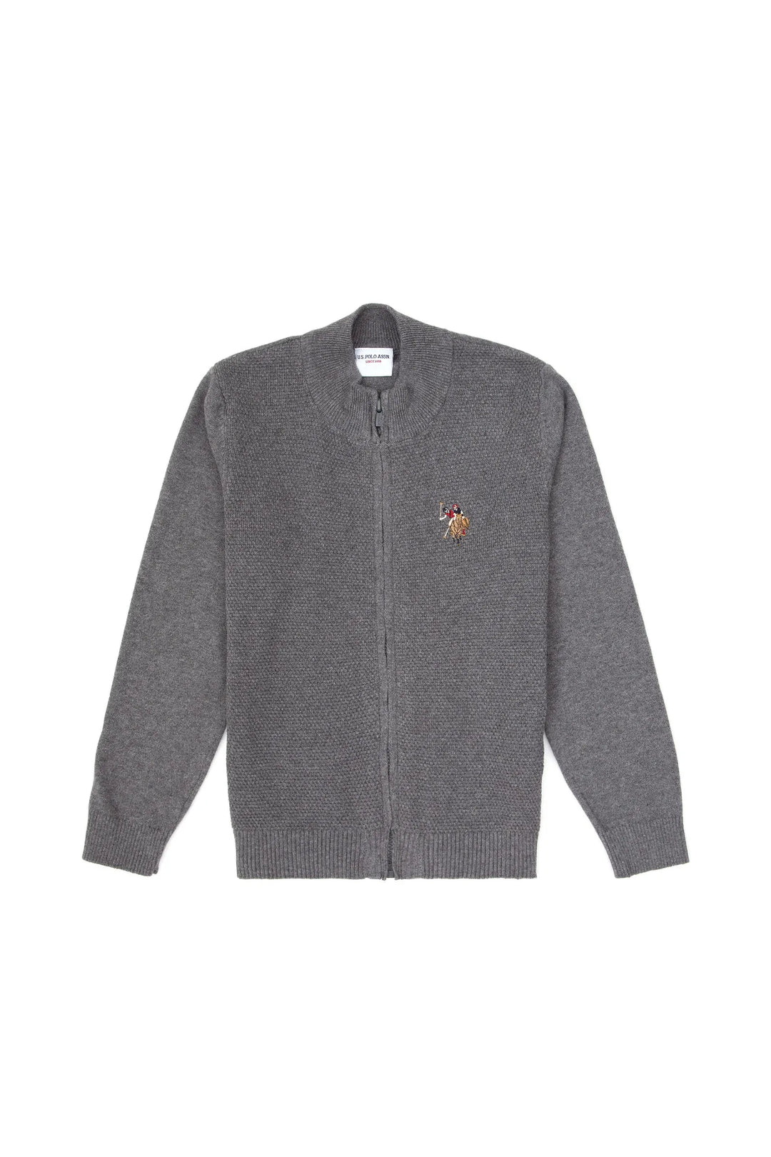 Grey Melange Zip Up Cardigan