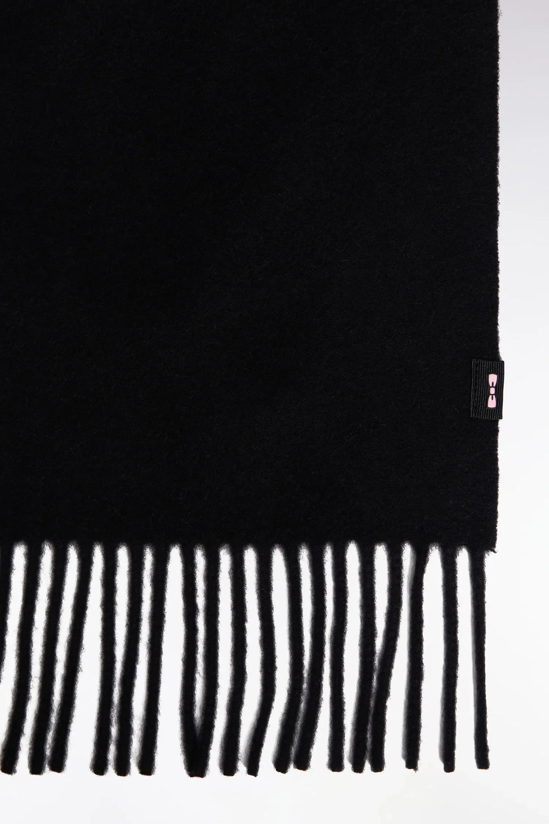 Black Virgin Wool Fringed Scarf