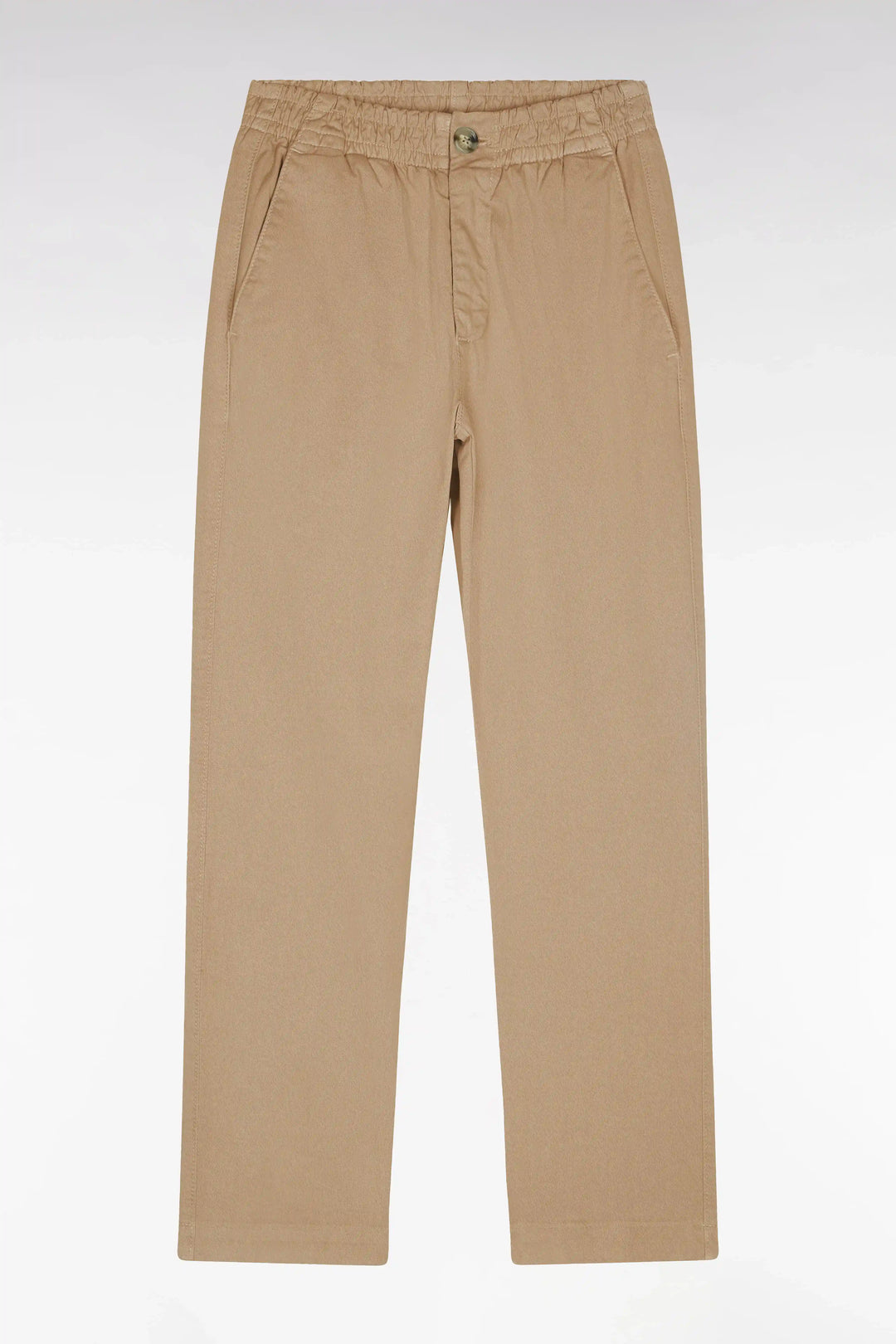 Wrinkle-Free Chinos in Camel Stretch Cotton - a Shooter