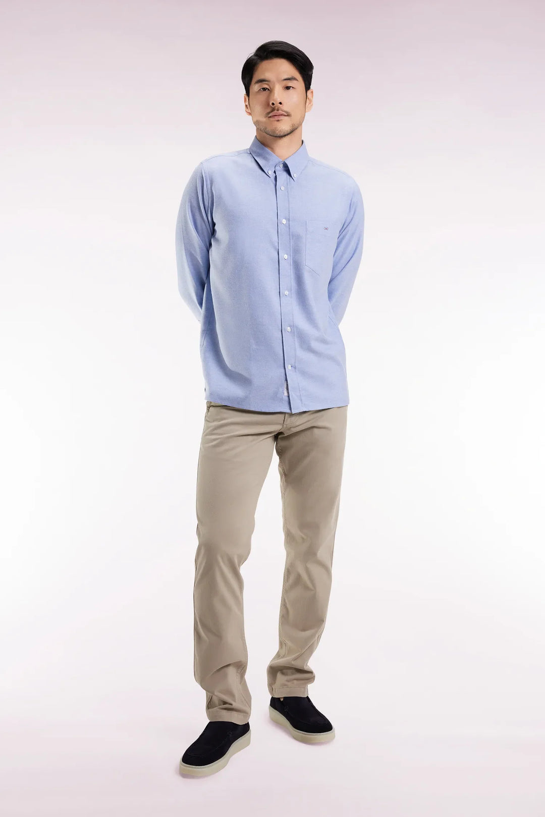 Wrinkle-Free Chinos in Beige Stretch Cotton