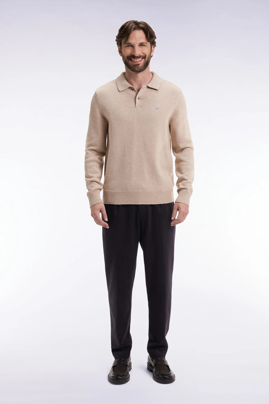 Double-Faced Jersey Trousers with Black Elastic Waistband with a Modern Fit