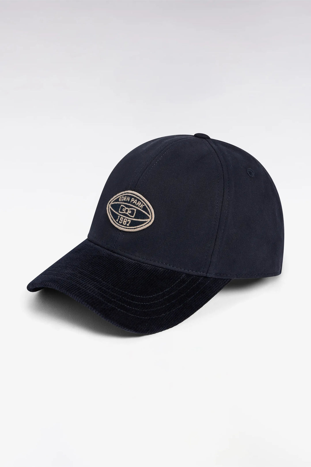 Navy Bi-Material Cotton Cap Corduroy Visor