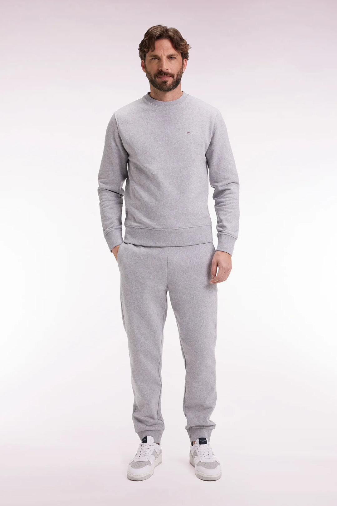 Grey Brushed Fleece Joggers with Straight Cut