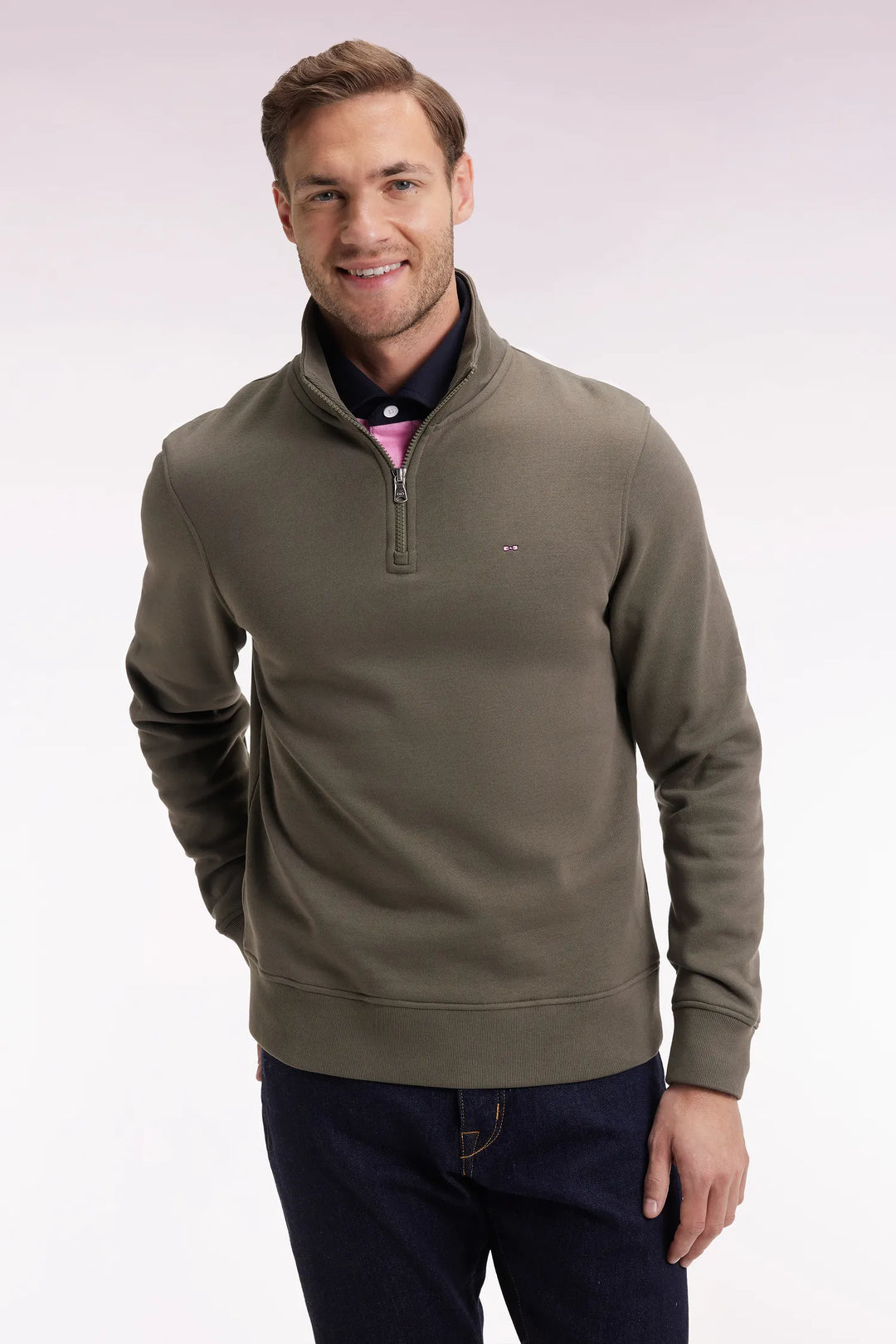 Khaki Cotton Fleece Zip-Up Sweatshirt - Cancelled