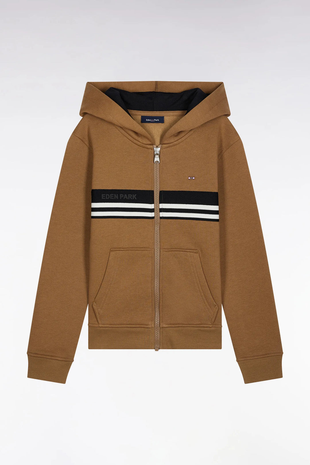 Zip-Up Hoodie in Camel Fleece-Blend