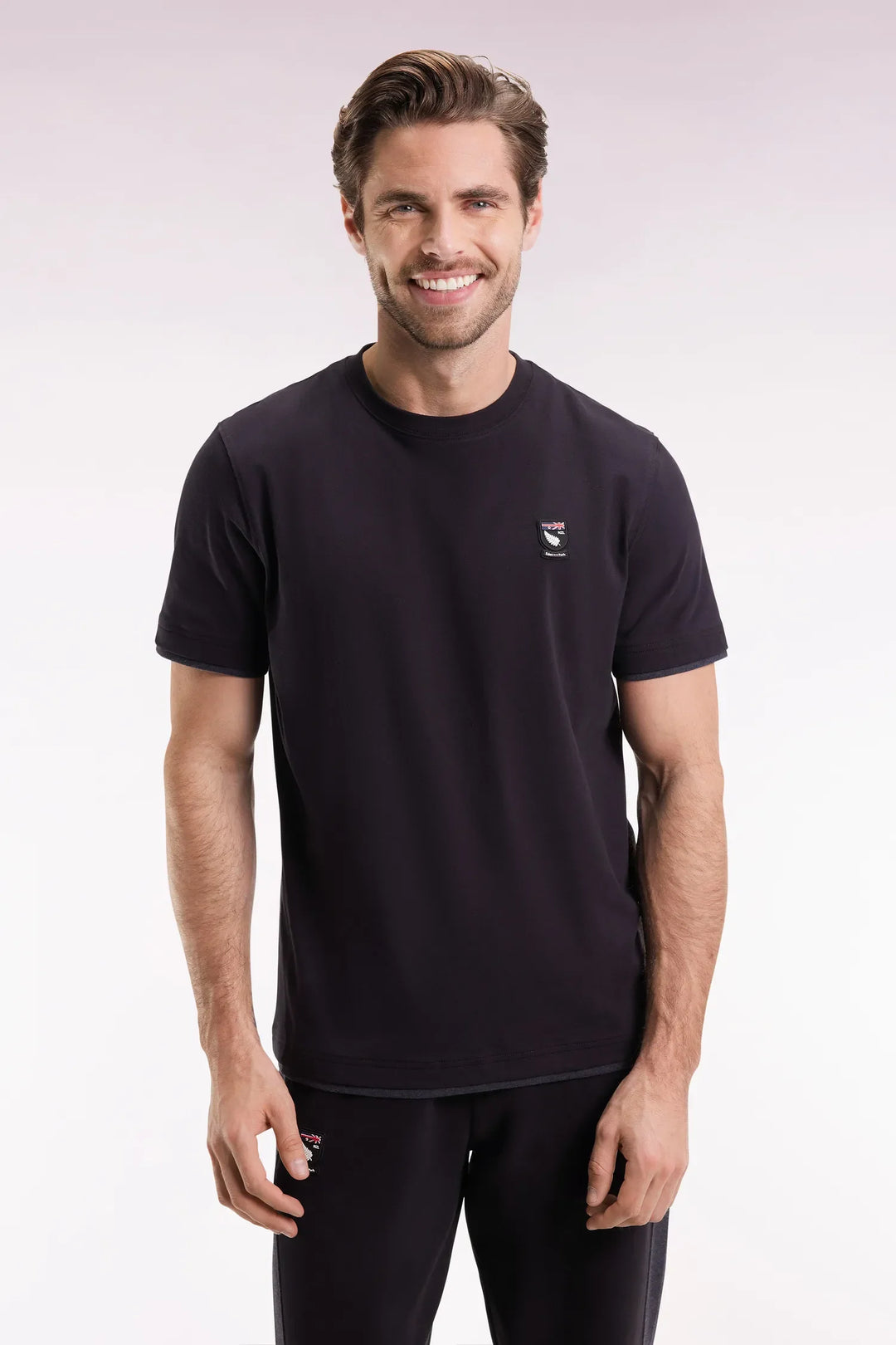 Black Cotton Short-Sleeved T-Shirt