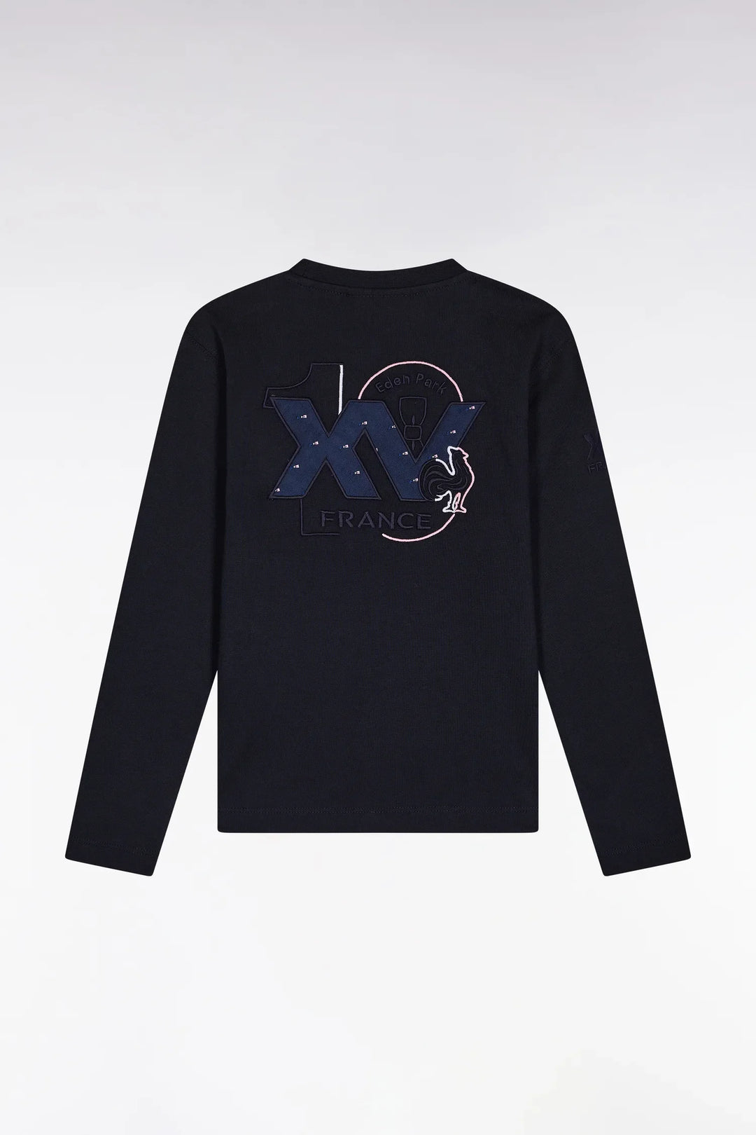 XV De France Long-Sleeved T-Shirt in Navy Cotton with a Straight Cut