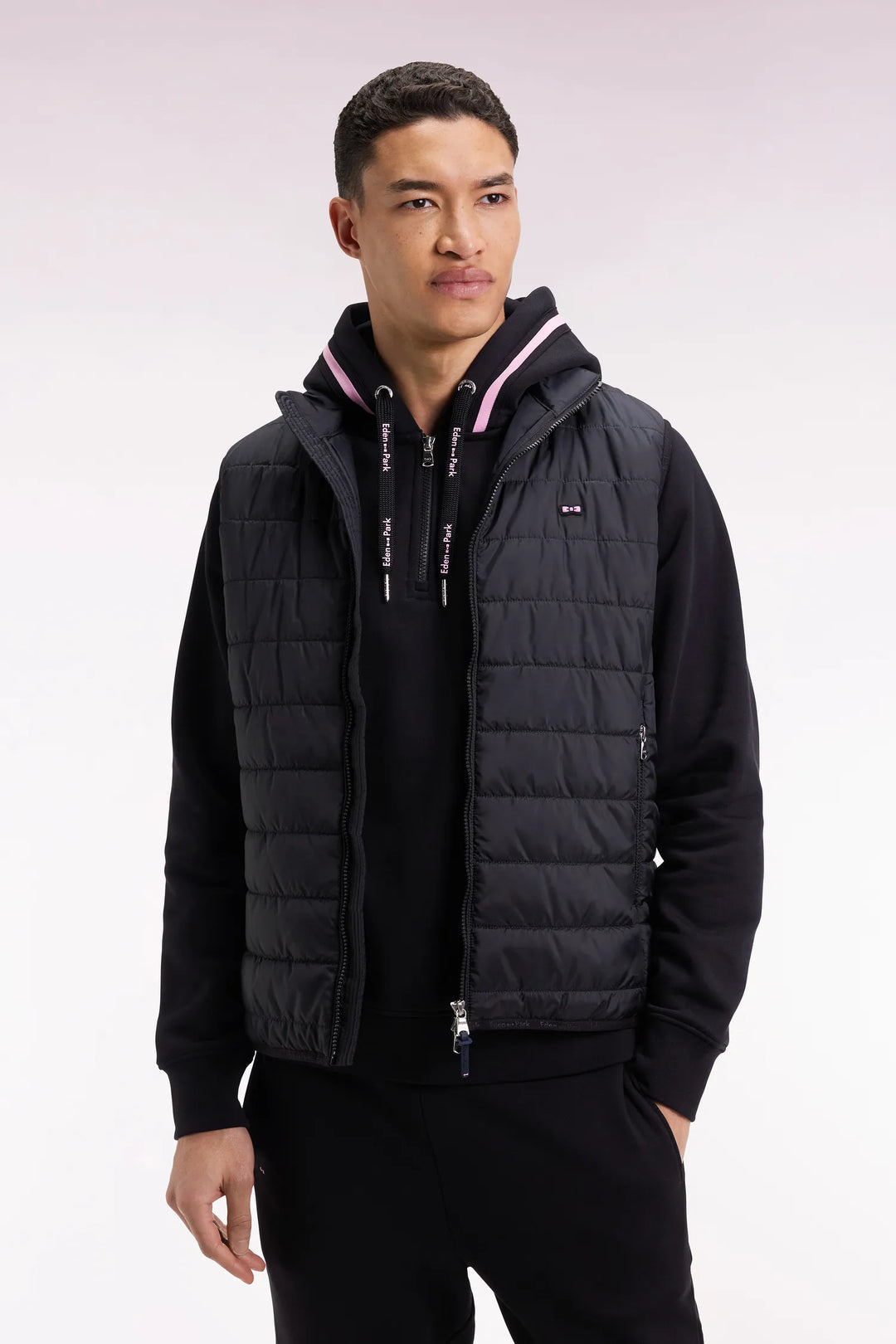 Black Quilted Nylon Sleeveless Down Jacket