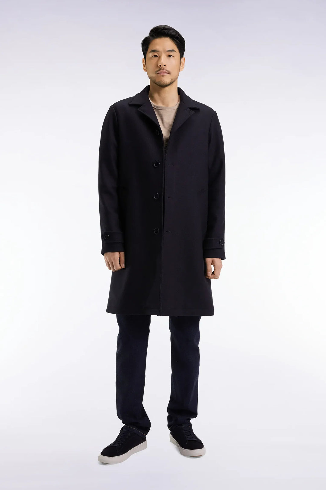 Navy Wool-Blend Coat