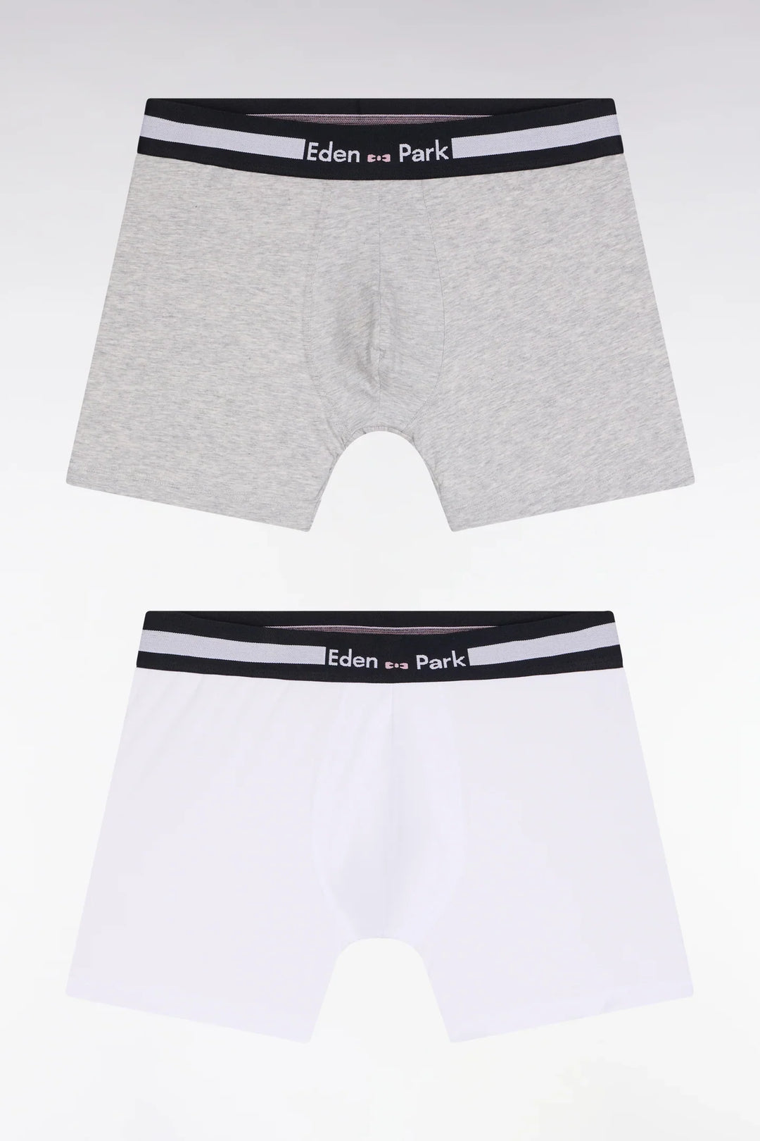 Pack of Two White and Grey Stretch Cotton Jersey Boxer Briefs