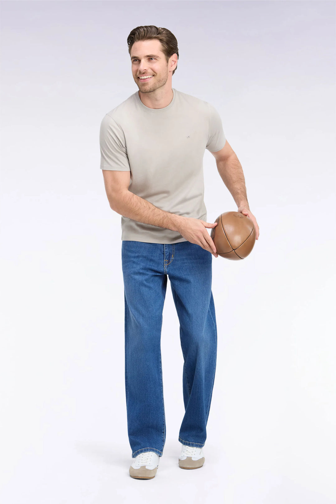 Stone Bleach Stretch Denim Jeans with a Regular Fit