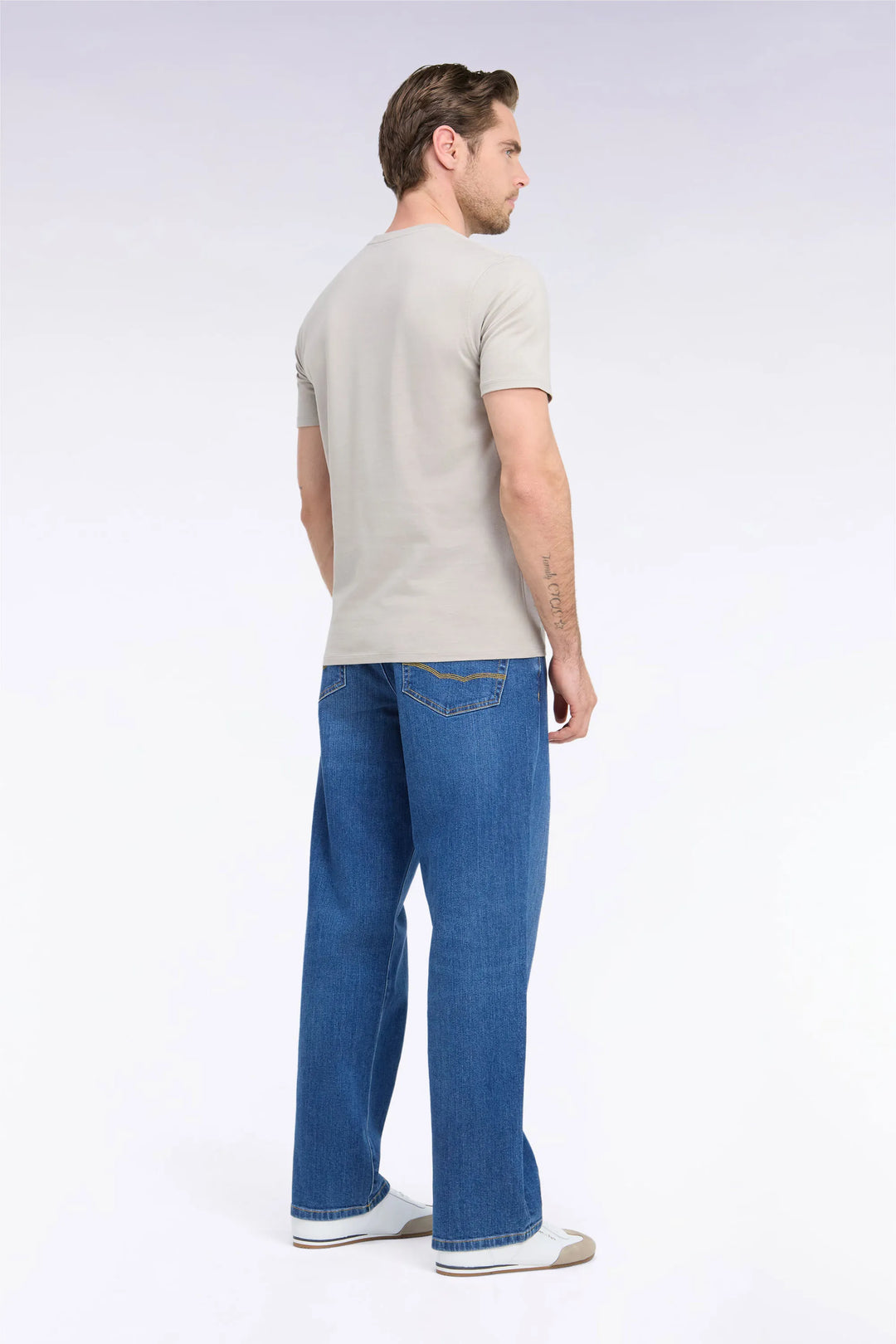 Stone Bleach Stretch Denim Jeans with a Regular Fit