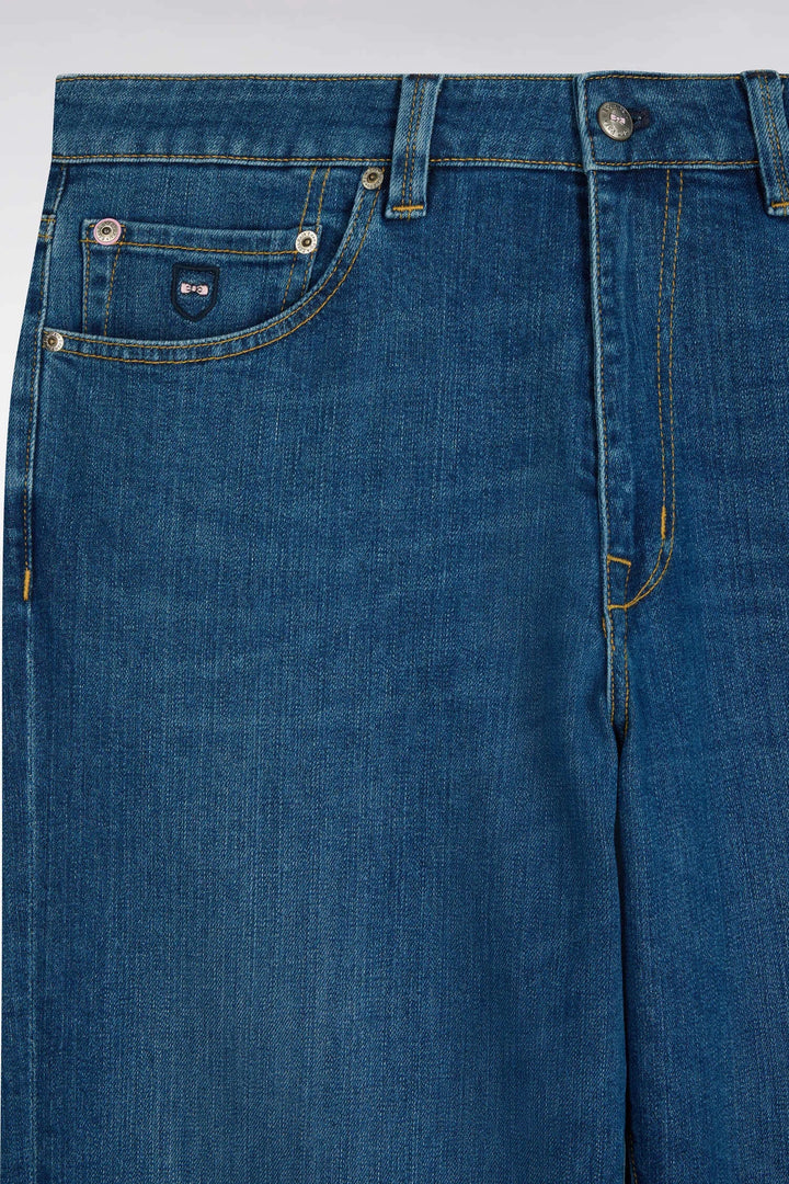 Stone Bleach Stretch Denim Jeans with a Regular Fit