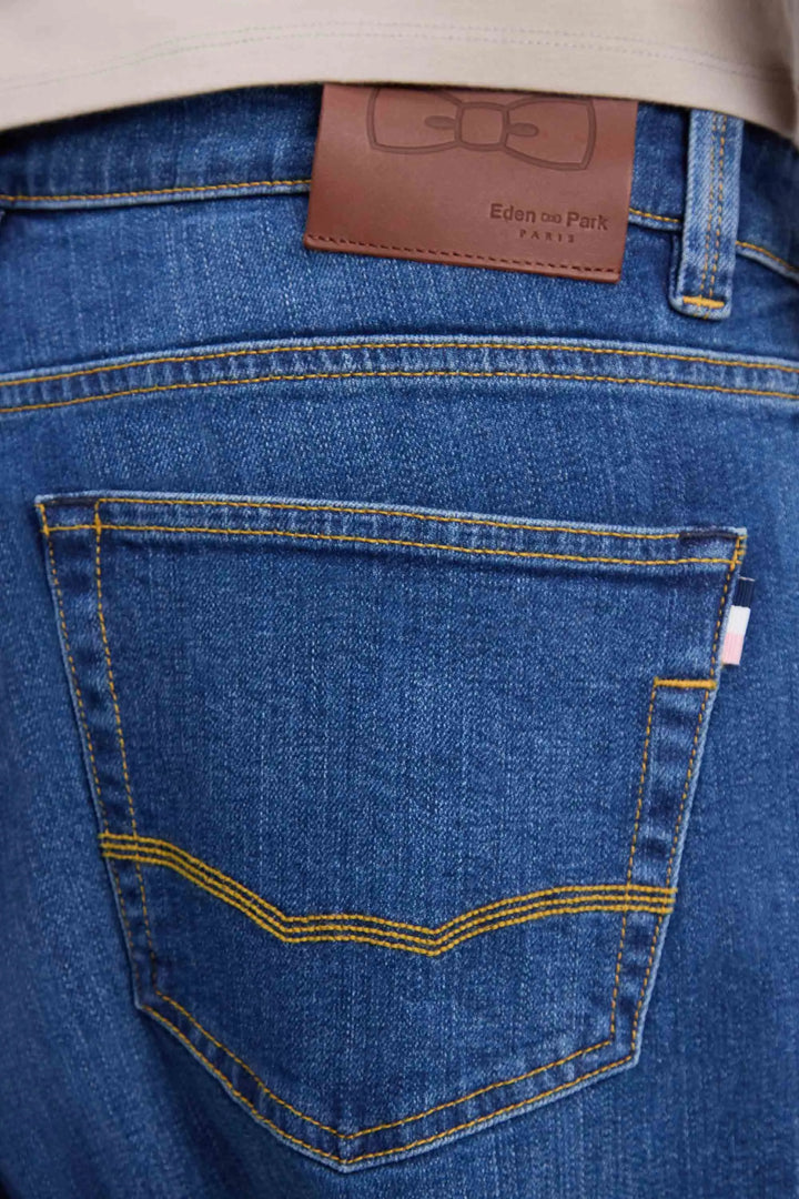Stone Bleach Stretch Denim Jeans with a Regular Fit