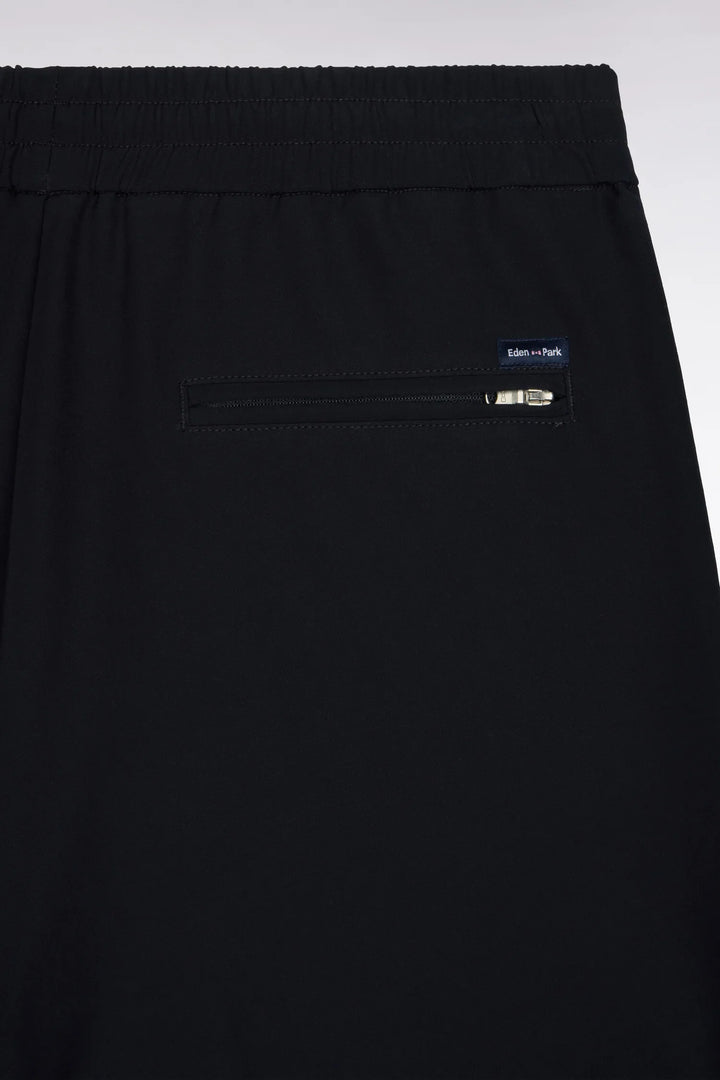 Elasticated Waist Trousers in Navy Technical Stretch Nylon with a Modern Fit
