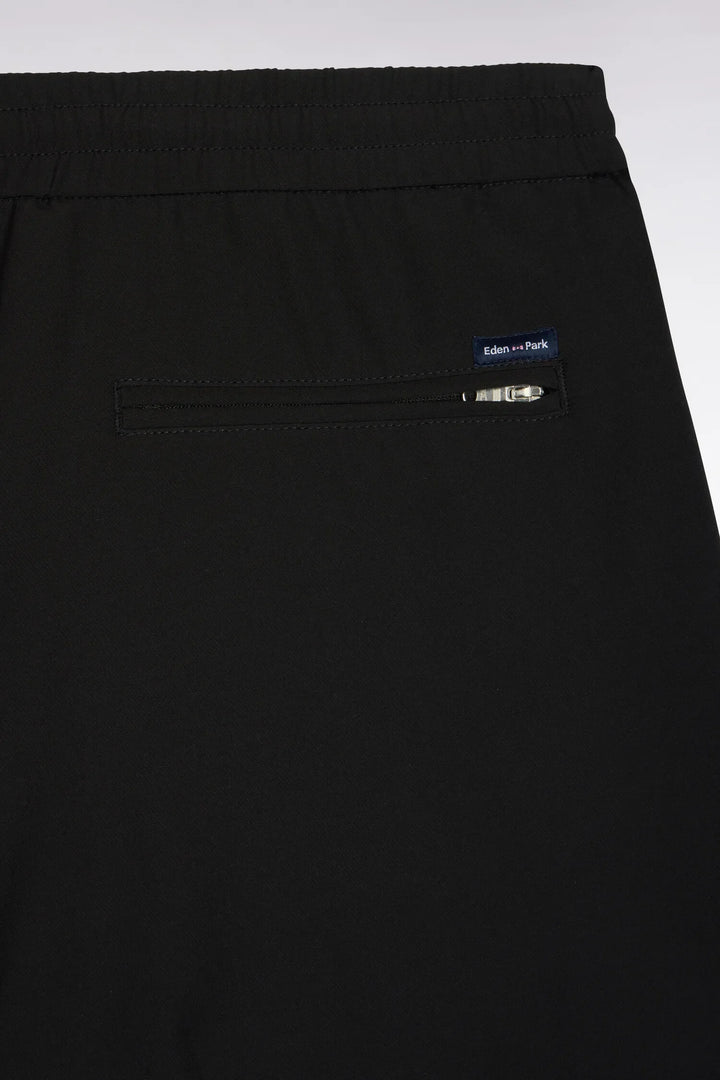 Black Technical Stretch Nylon Elasticated Waistband with a Modern Fit