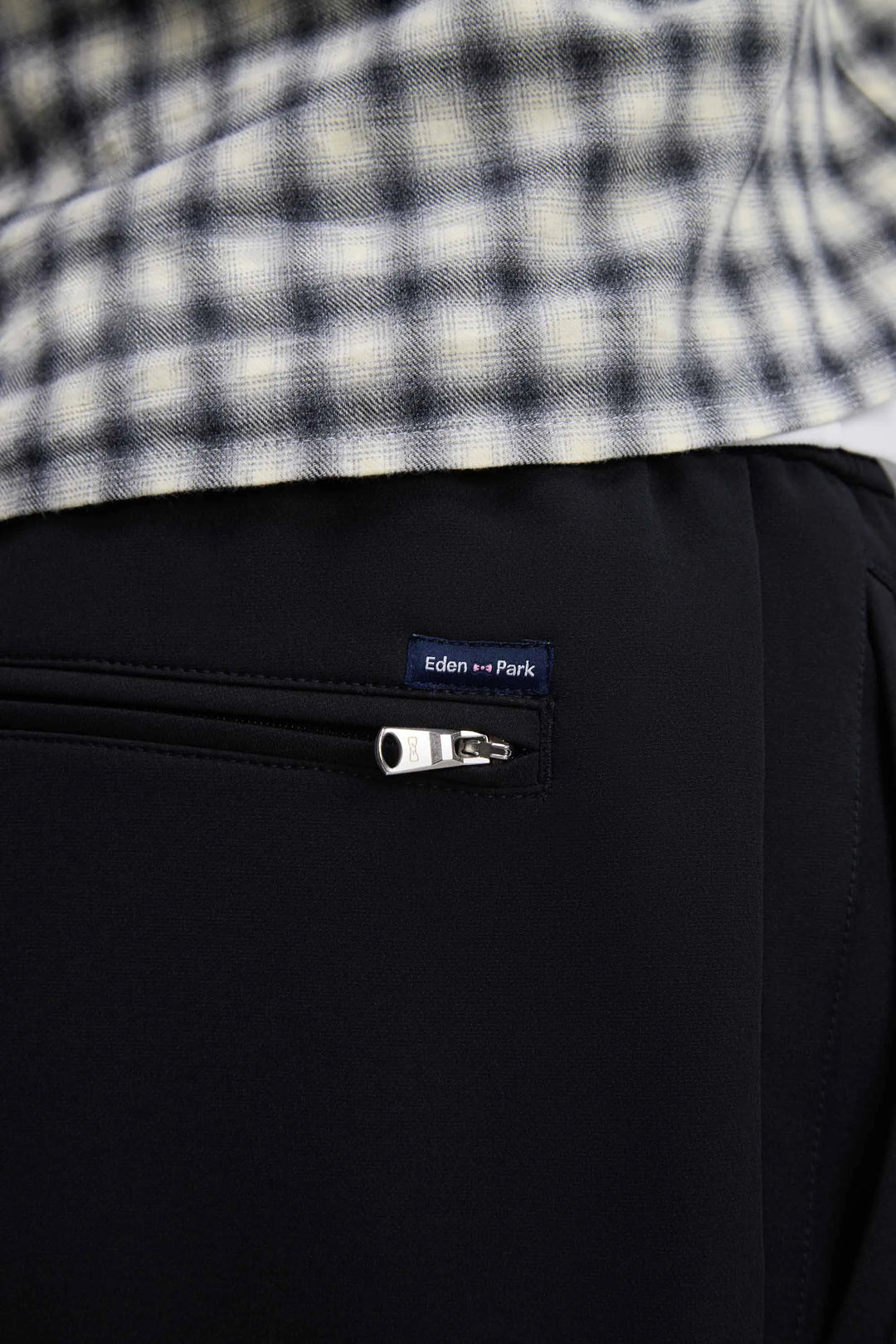 Black Technical Stretch Nylon Elasticated Waistband with a Modern Fit