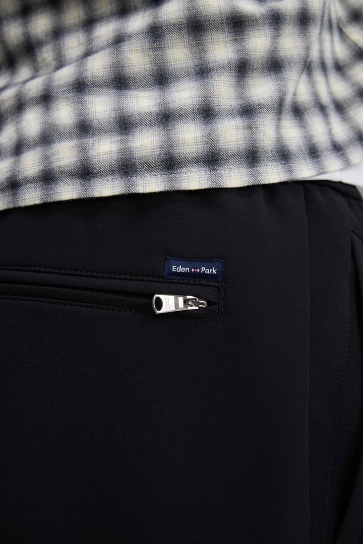 Black Technical Stretch Nylon Elasticated Waistband with a Modern Fit