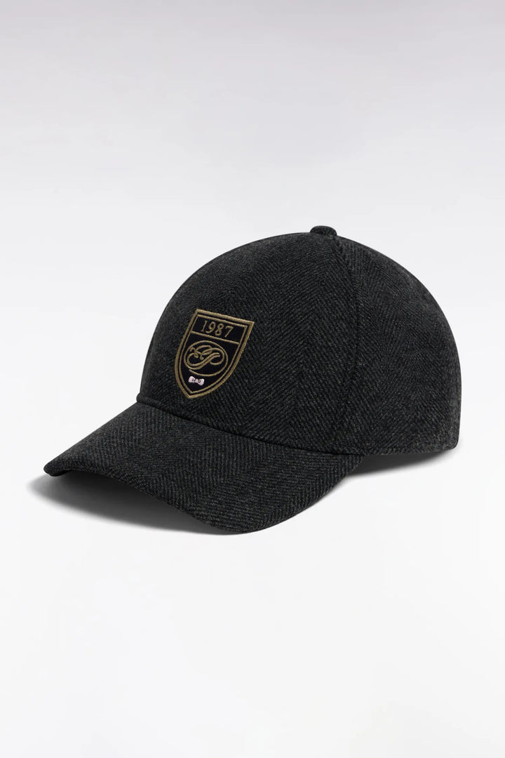 Grey Herringbone Wool Cloth Cap Patch Patch