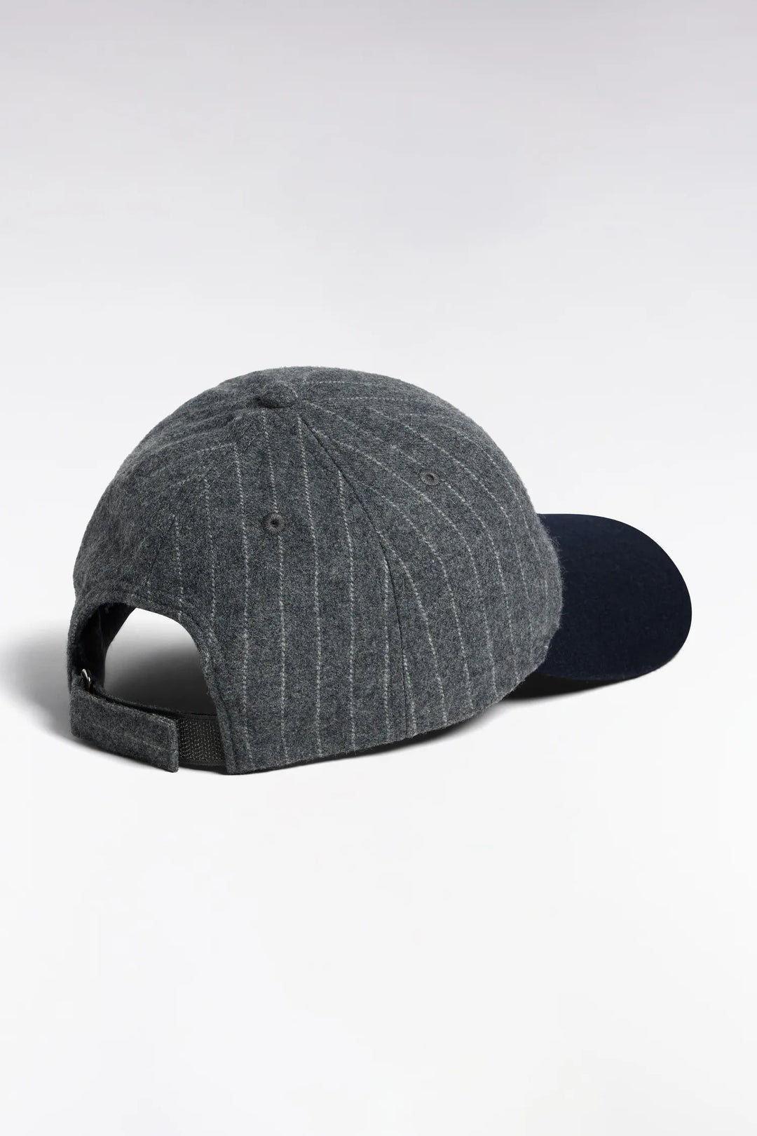 Bi-Material Cap in Grey Striped Wool Cloth with EP Patch