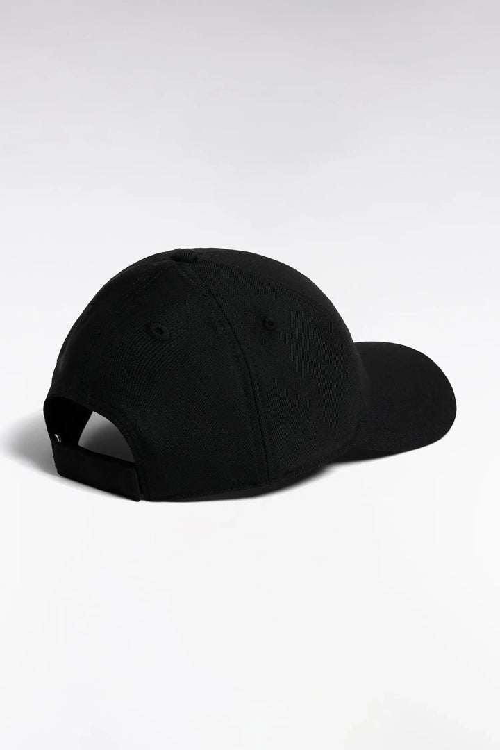Black Cotton Piqué Cap