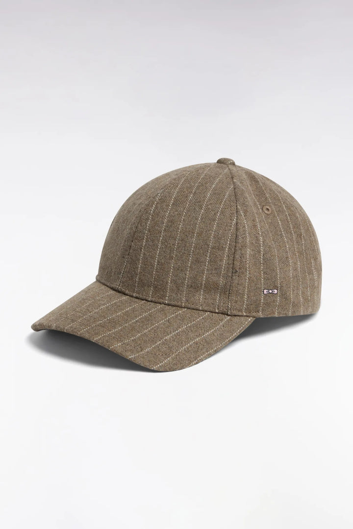 Cap in Beige Striped Woollen Cloth