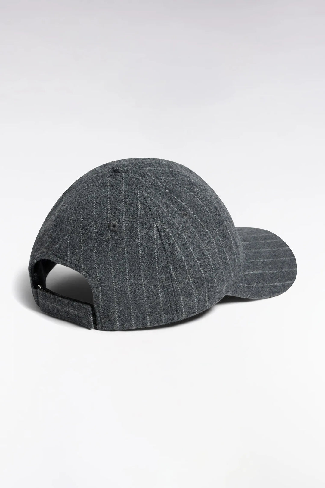 Cap in Grey Striped Woollen Cloth