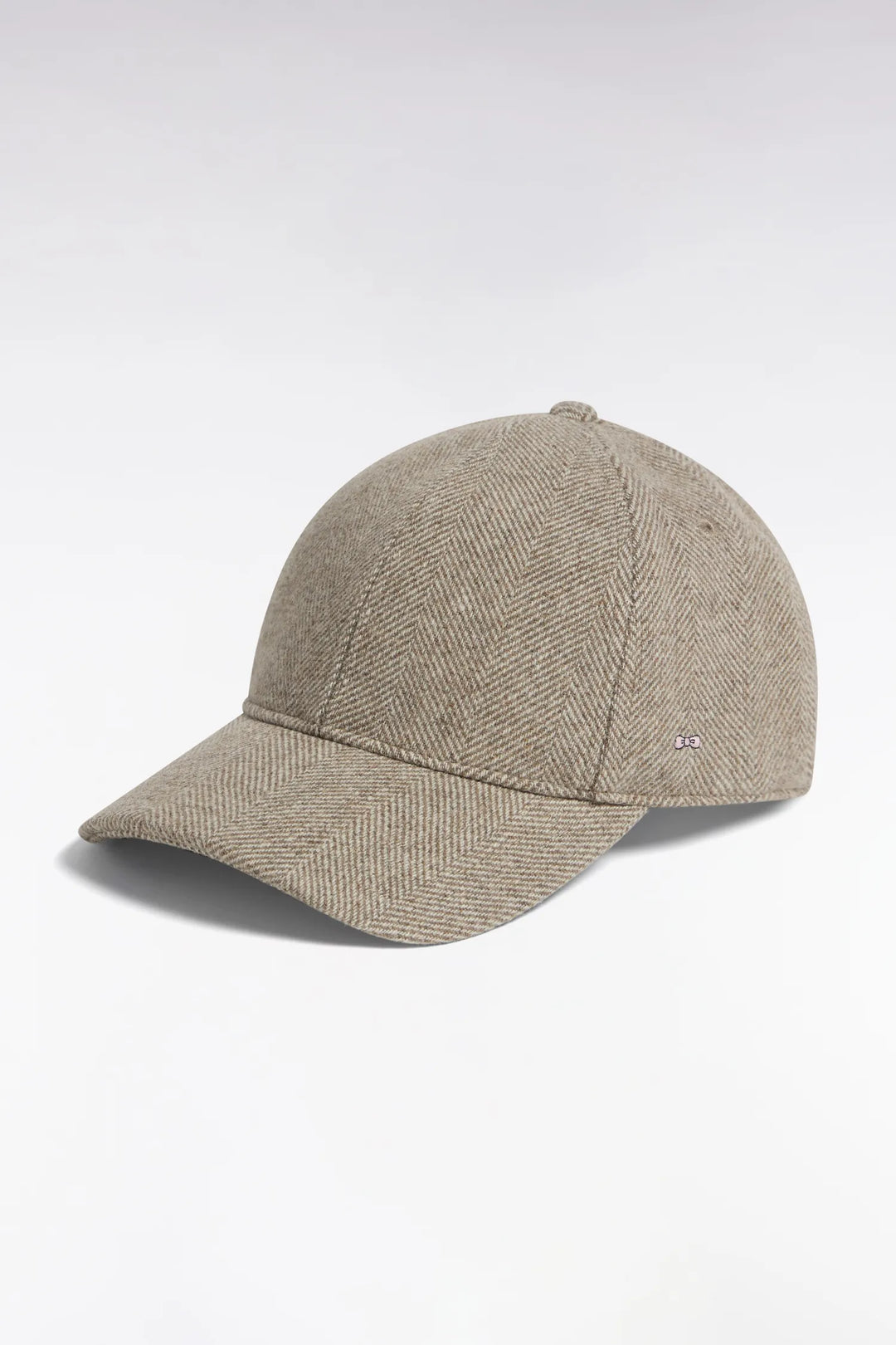 Cap in Beige Herringbone Wool Cloth
