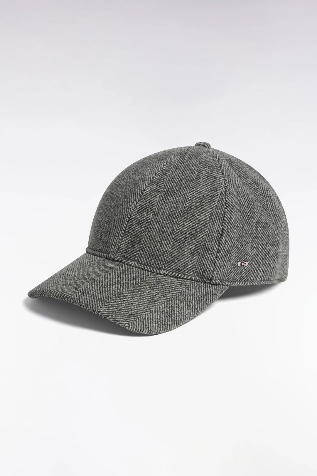 Cap in Grey Herringbone Wool Cloth