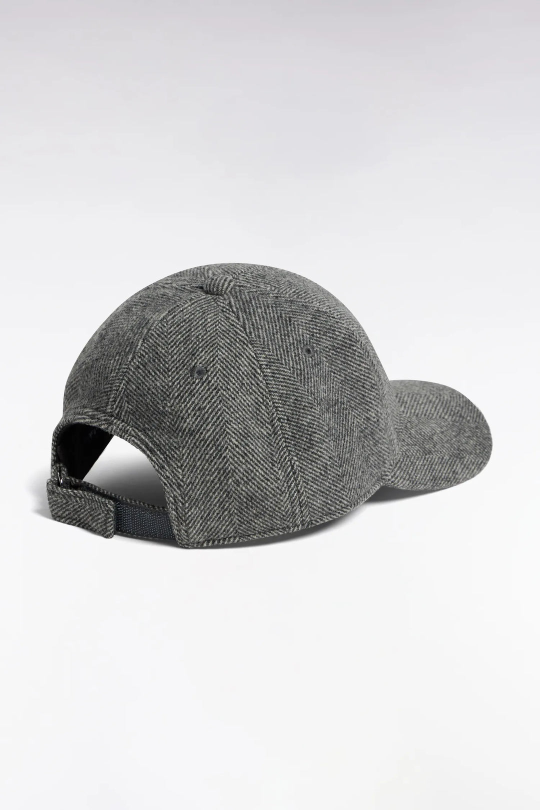 Cap in Grey Herringbone Wool Cloth