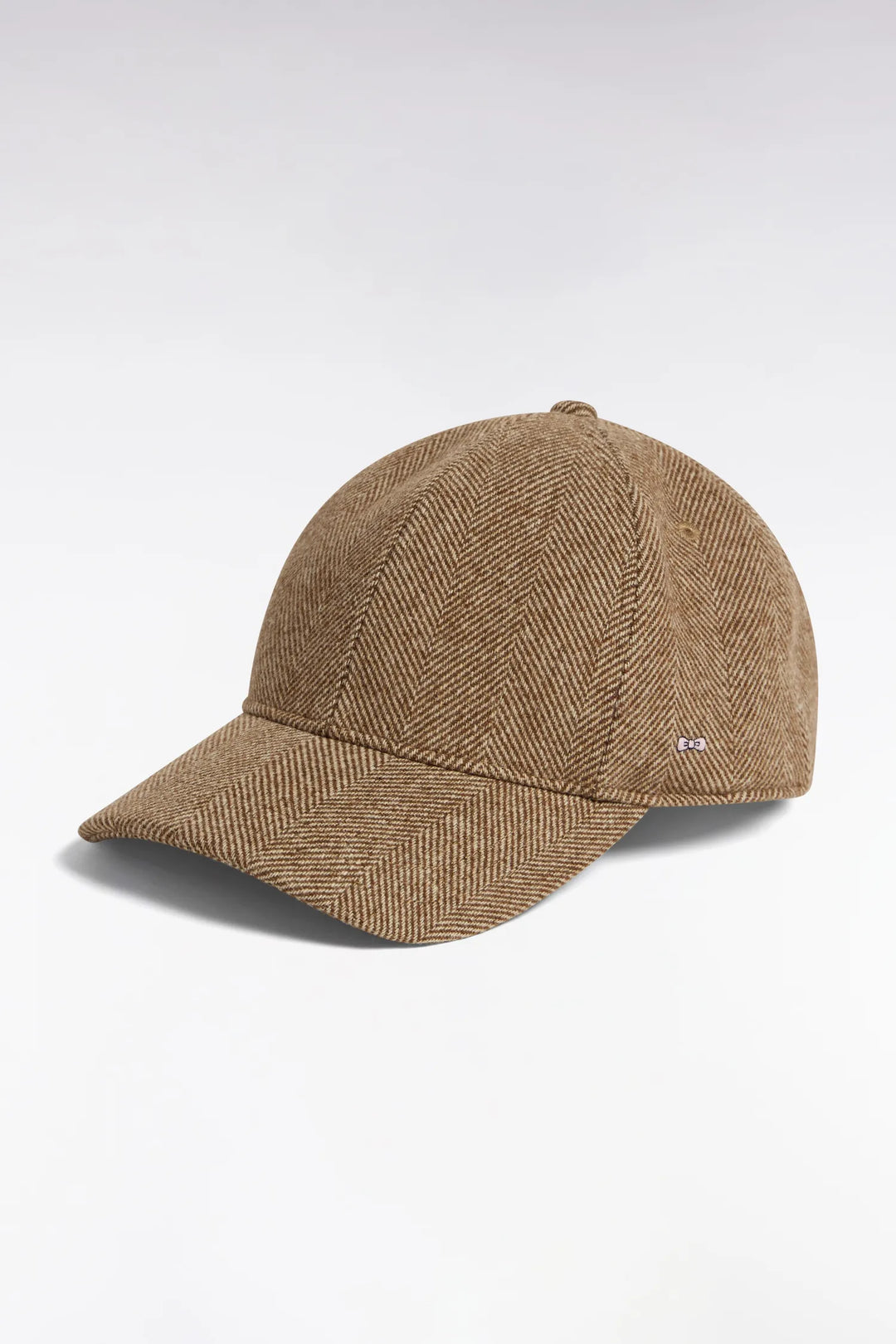 Brown Herringbone Wool Cap