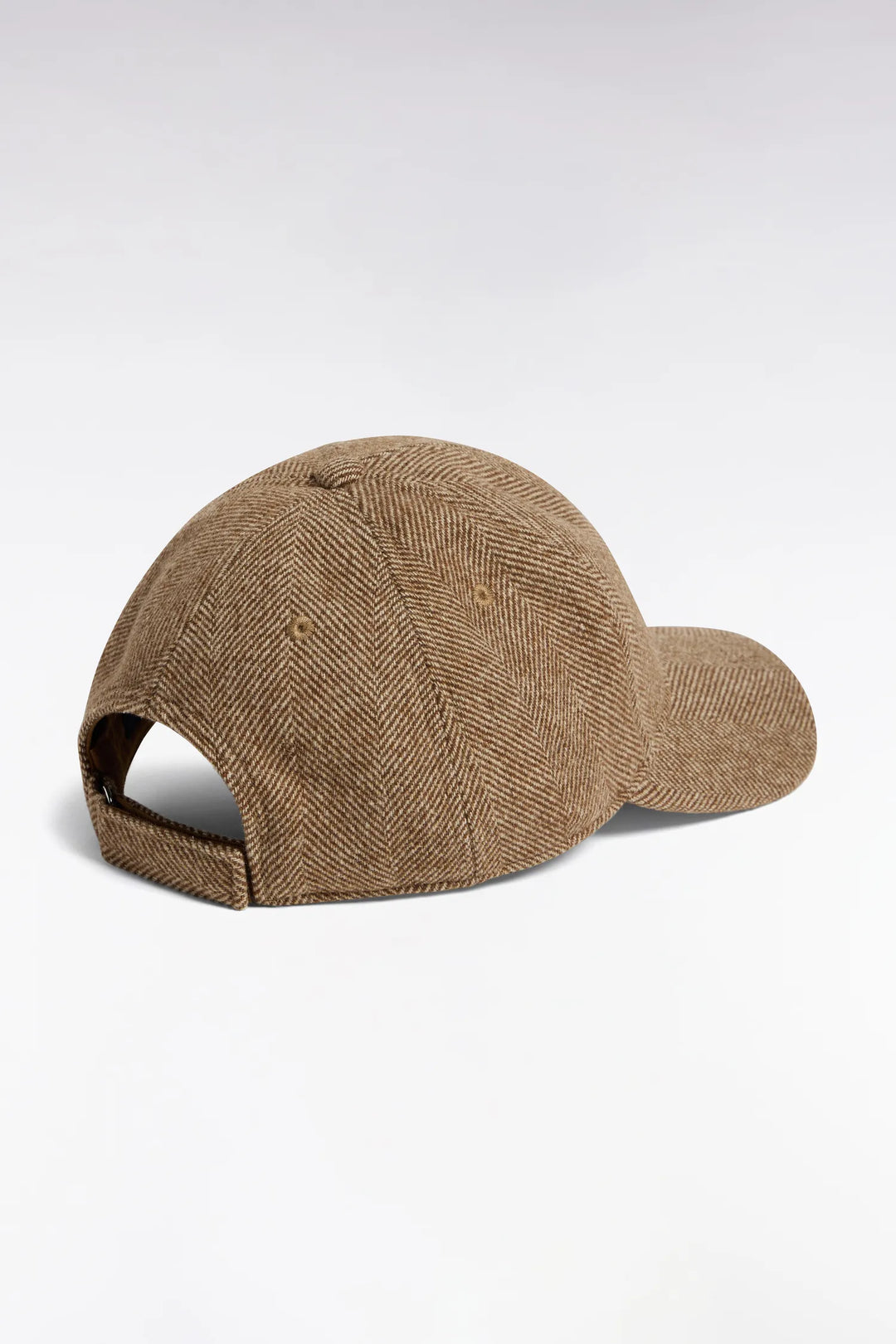 Brown Herringbone Wool Cap
