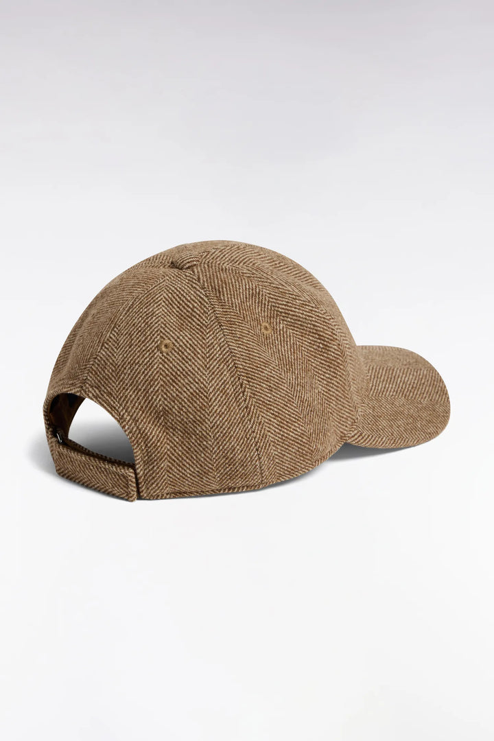 Brown Herringbone Wool Cap