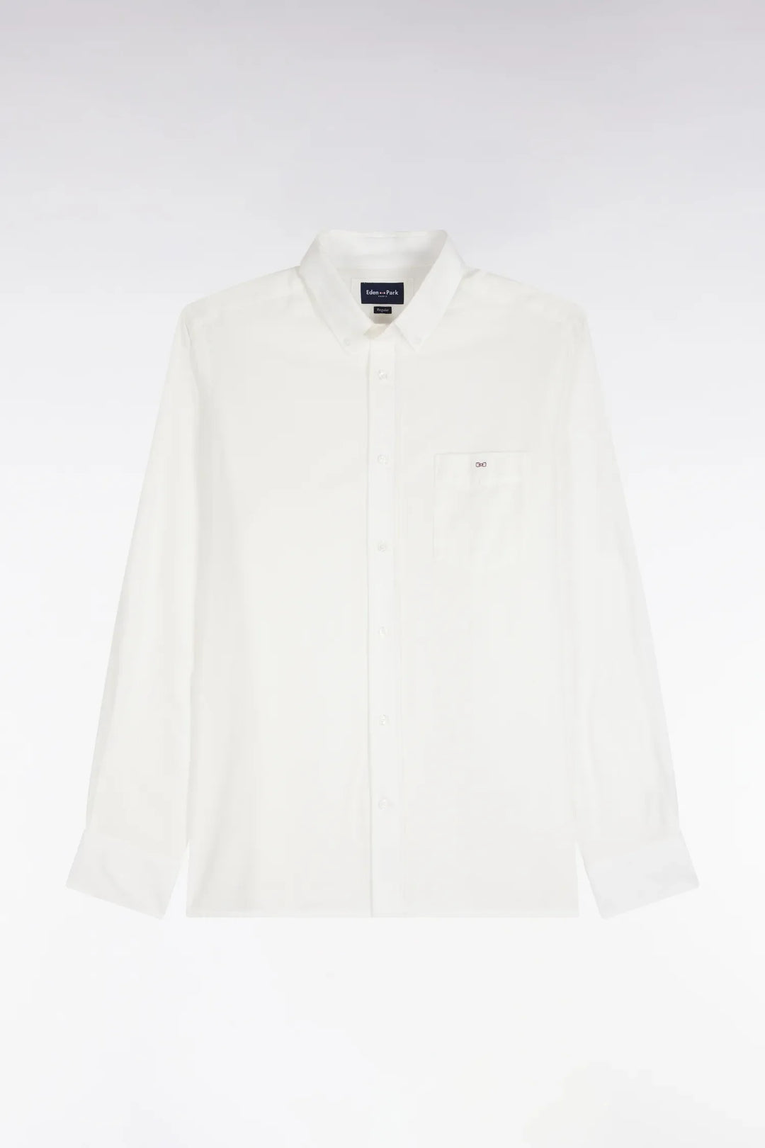 Plain Ivory Cotton Shirt with a Straight Cut