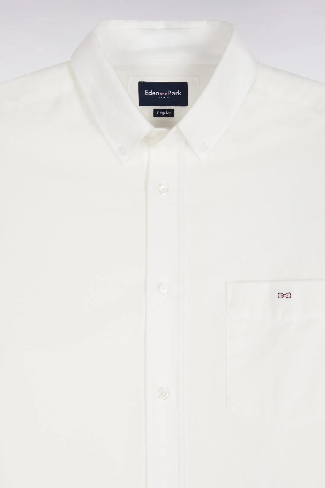 Plain Ivory Cotton Shirt with a Straight Cut
