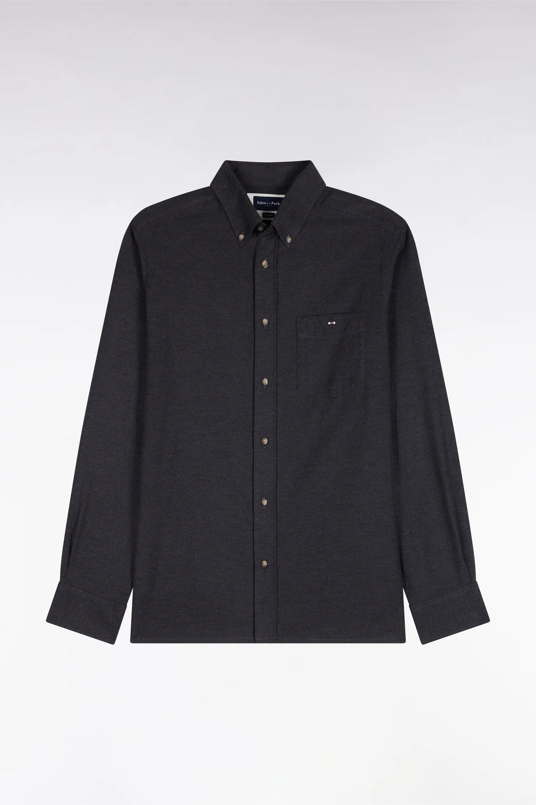 Plain Dark Grey Cotton Shirt with a Straight Cut