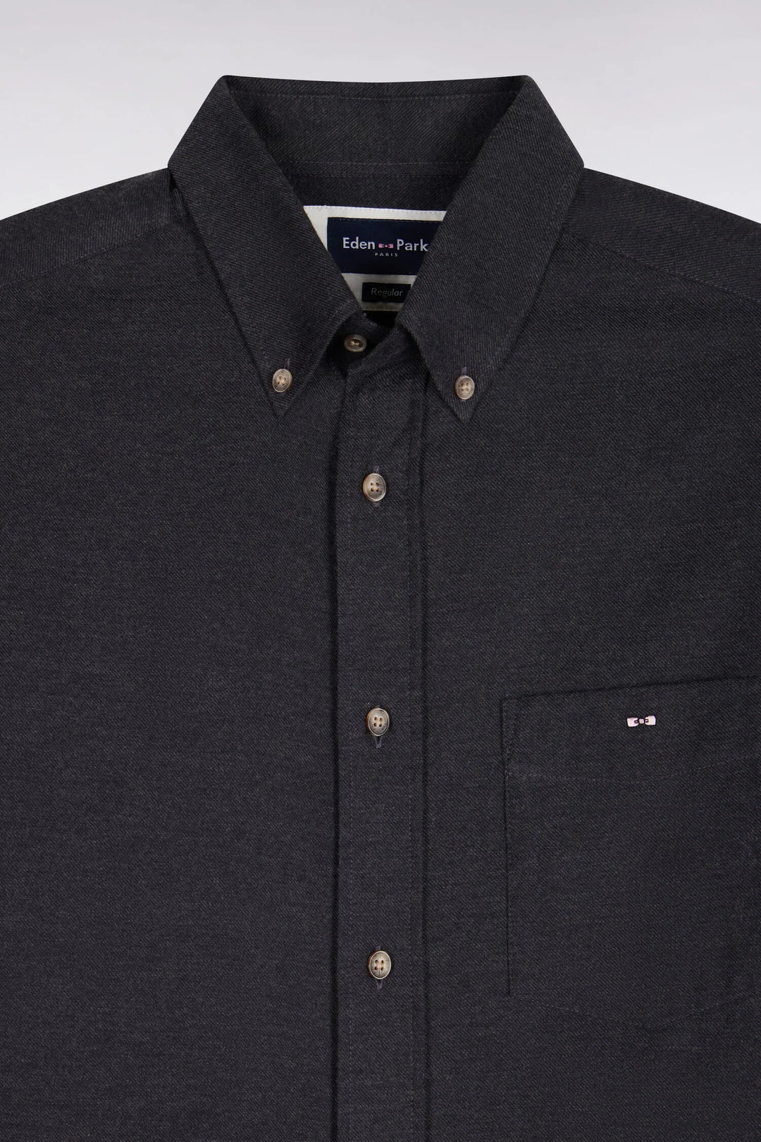 Plain Dark Grey Cotton Shirt with a Straight Cut