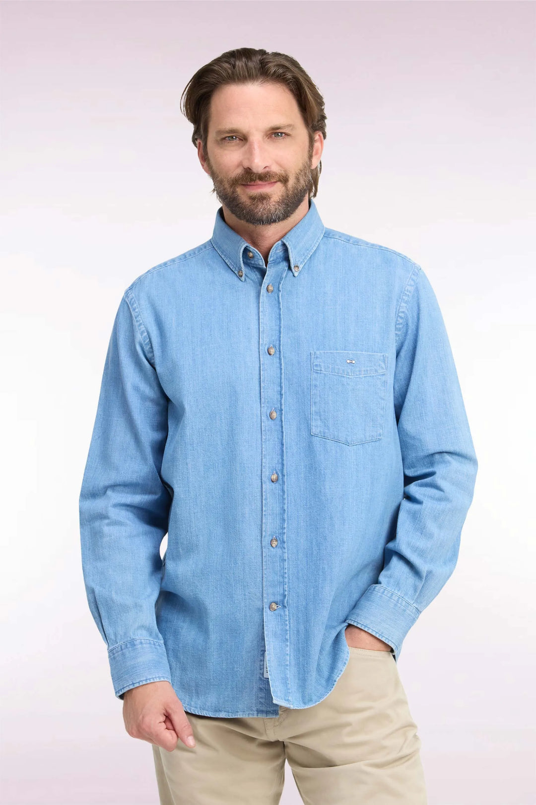 Straight Cut Sky Denim Shirt