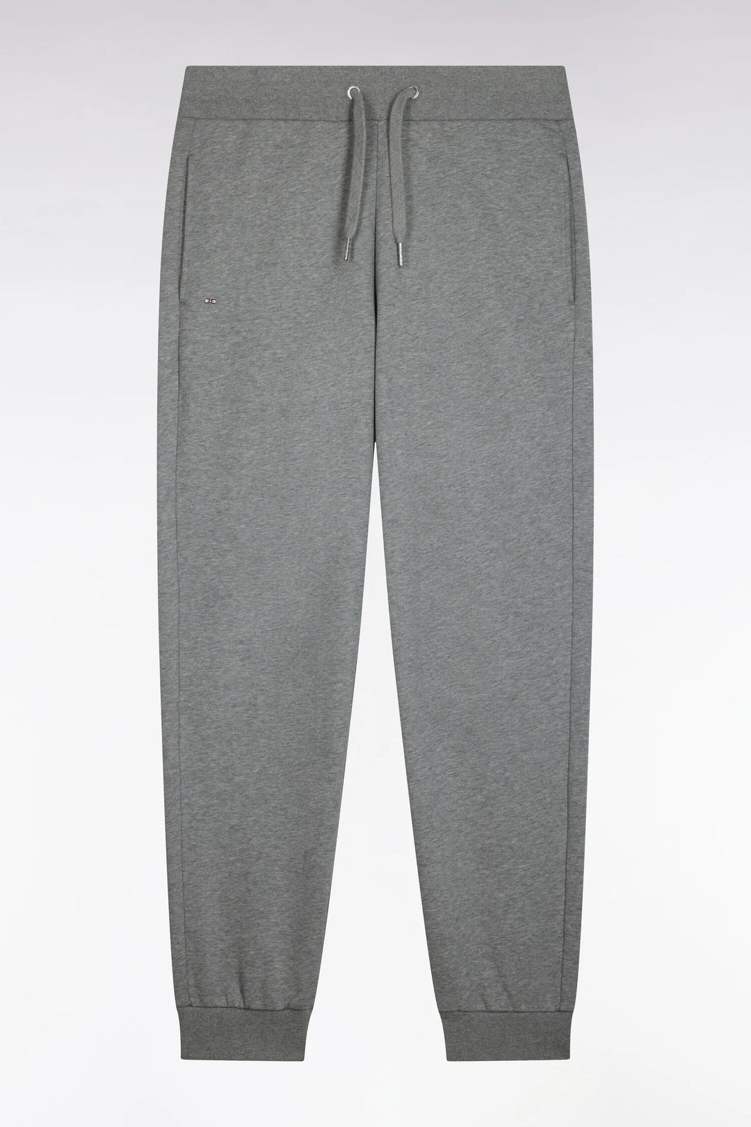 Plain Grey Cotton Fleece Jogging Pants with a Straight Cut