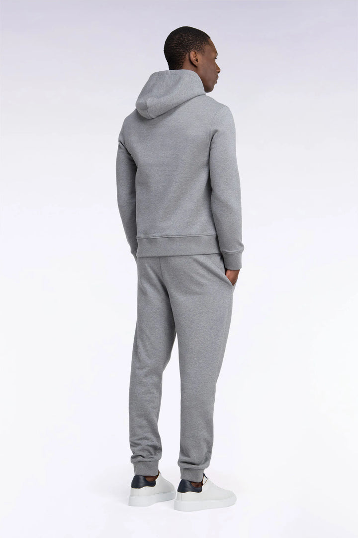Plain Grey Cotton Fleece Jogging Pants with a Straight Cut