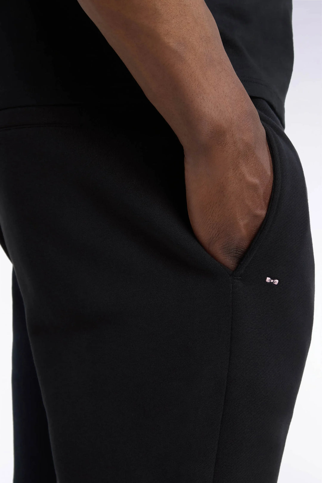Plain Black Cotton Fleece Joggers with a Straight Cut