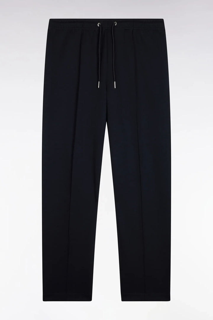 Straight-Cut Navy Stretch Cotton Interlock Joggers
