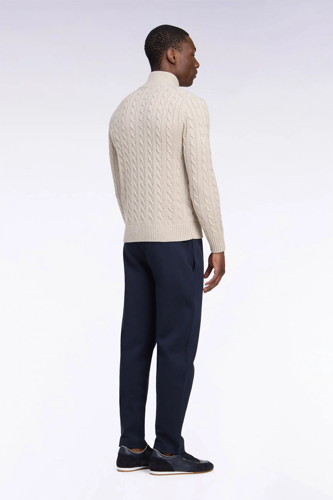 Straight-Cut Navy Stretch Cotton Interlock Joggers
