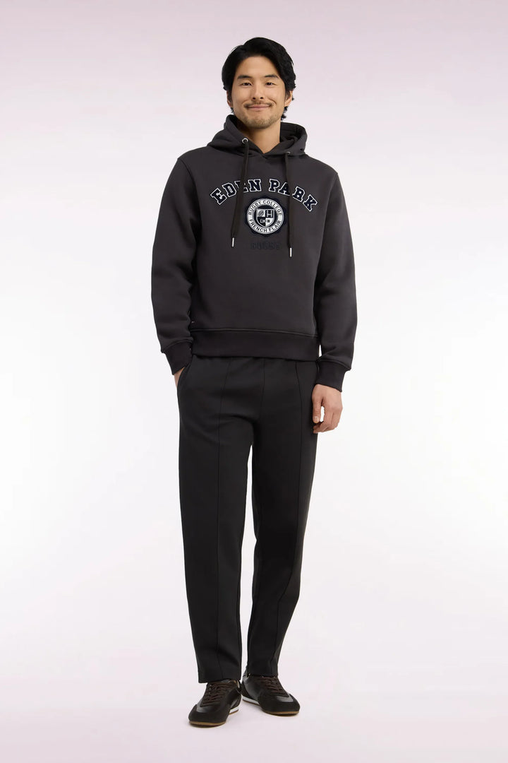 Brown Stretch Cotton Interlock Joggers with a Straight Cut