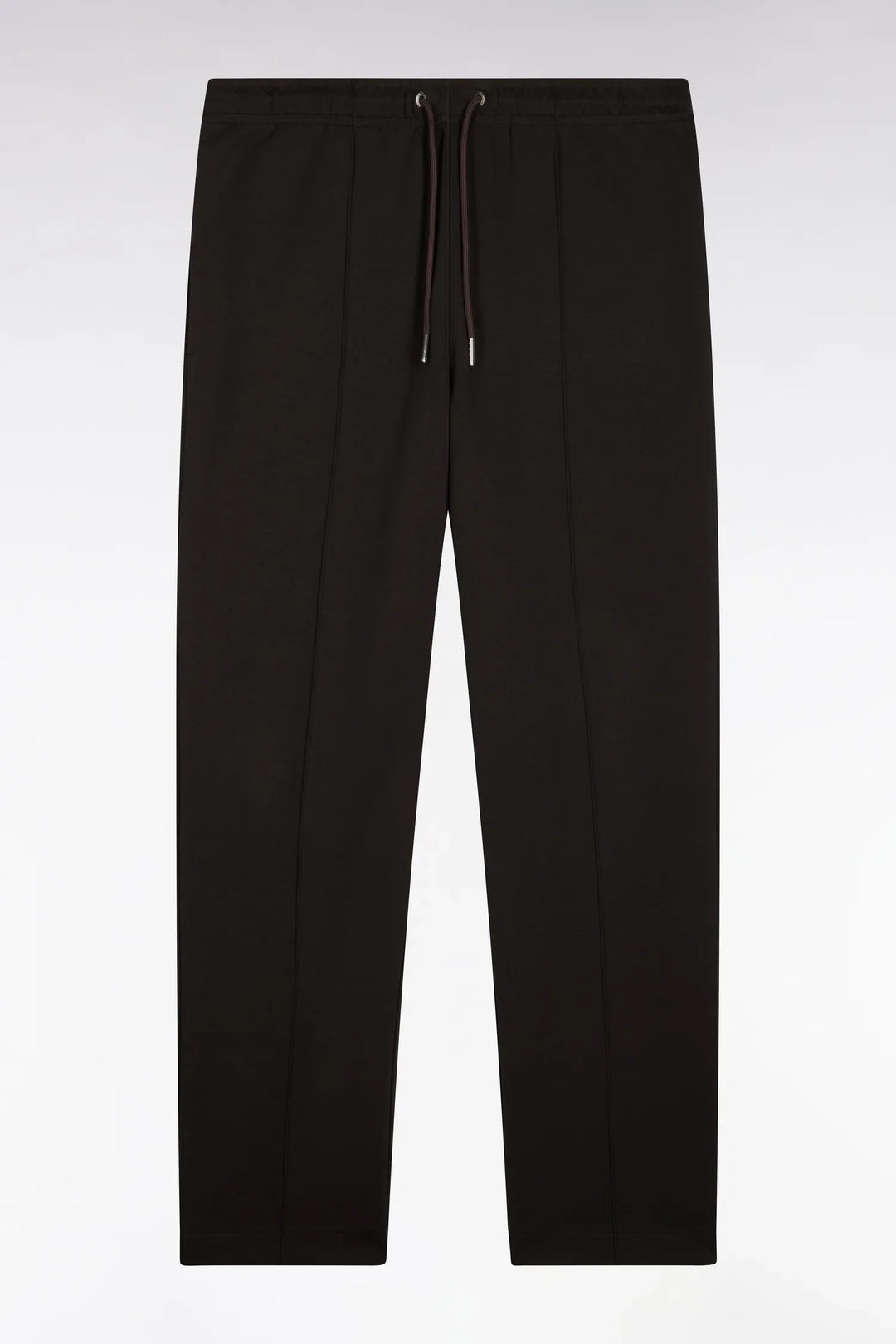Brown Stretch Cotton Interlock Joggers with a Straight Cut