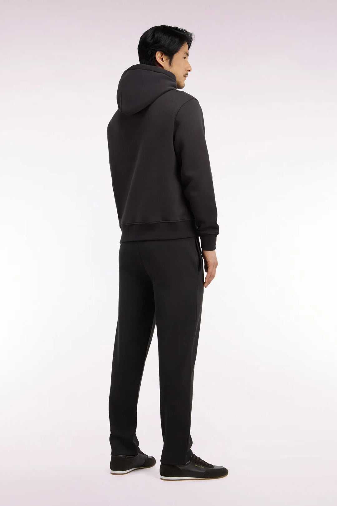 Brown Stretch Cotton Interlock Joggers with a Straight Cut