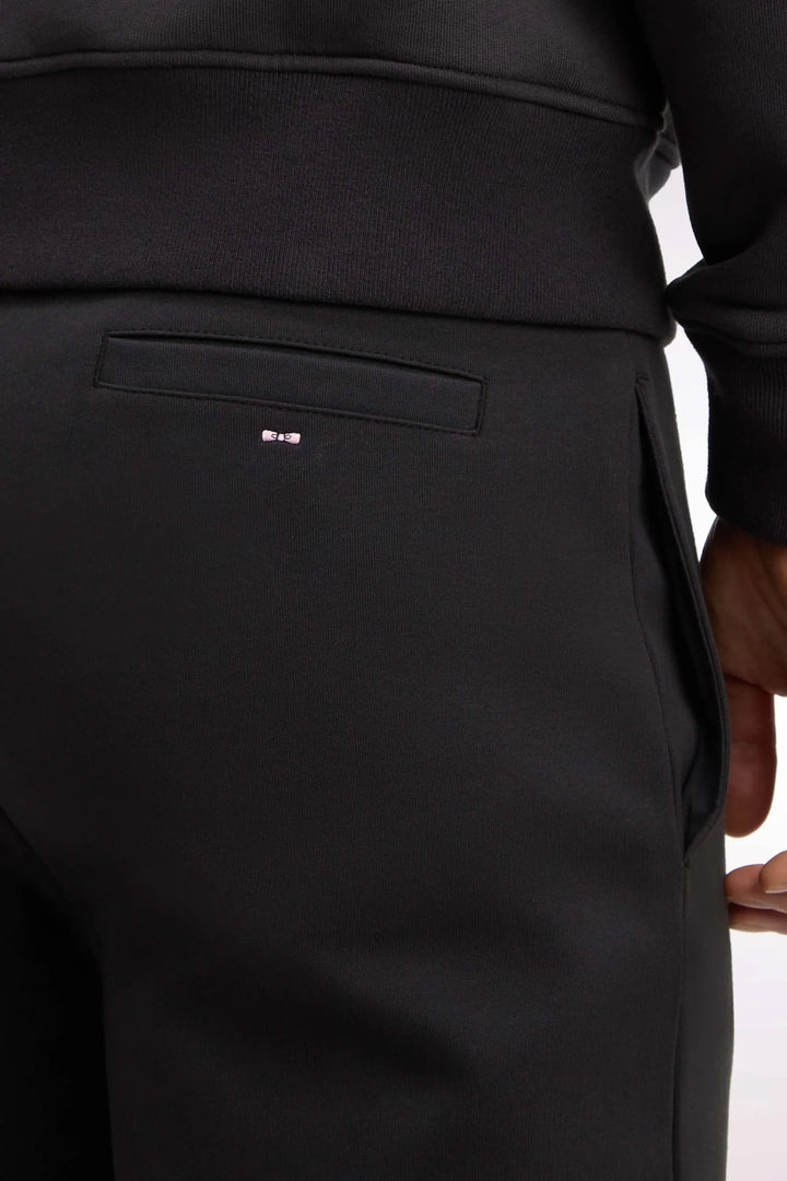 Brown Stretch Cotton Interlock Joggers with a Straight Cut