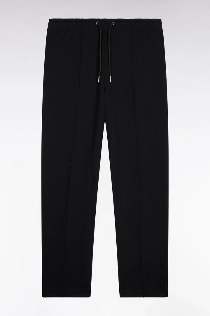 Straight-Cut Black Stretch Cotton Interlock Joggers