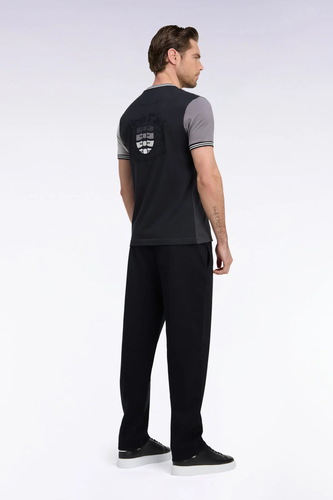 Straight-Cut Black Stretch Cotton Interlock Joggers