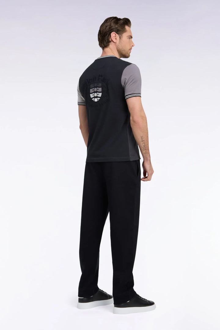 Straight-Cut Black Stretch Cotton Interlock Joggers